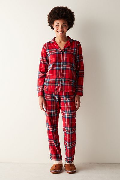 Penti Fam Red Checkered Shirt Trousers Pajama Set