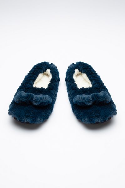 Penti Botine cu pompon bleumarin