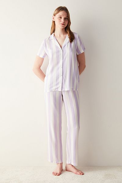 Penti Base Spring Purple Shirt Pants Pajama Set
