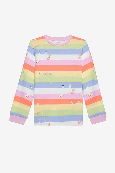 Penti Gestreiftes, mehrfarbiges Thermo-Pyjama-Set für Mädchen