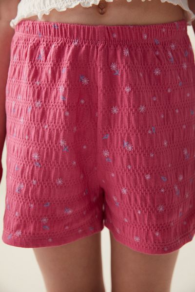 Penti Girl's White Strap Top and Pink Flower Patterned Shorts Pajama Set