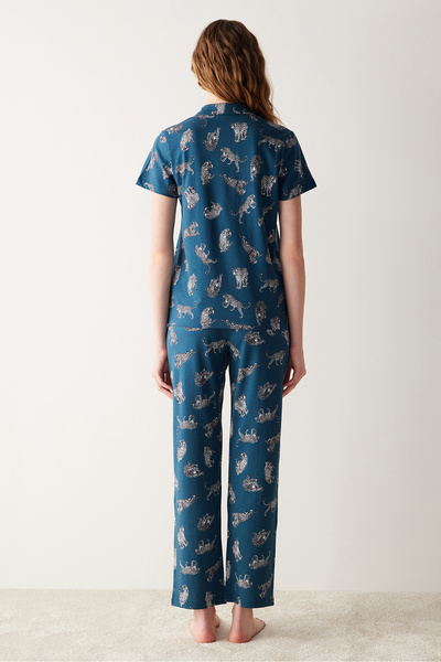 Penti Base Dark Printed Shirt Pajama Set