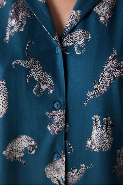 Penti Base Dark Printed Shirt Pajama Set