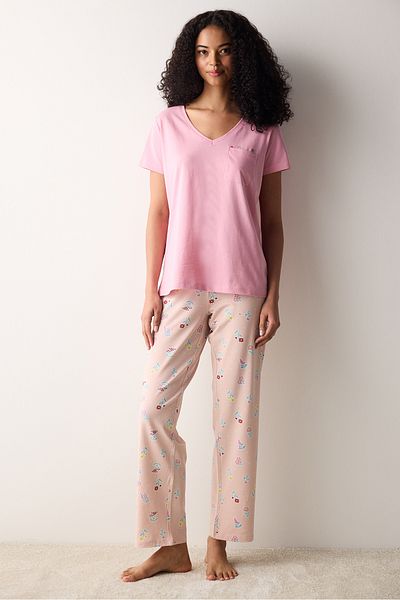 Penti Flower Pink Pants Pajama Set