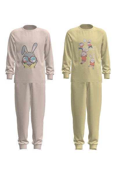 Penti Cotton Girl's Volleybunny 2-Piece Multicolored Pajama Set
