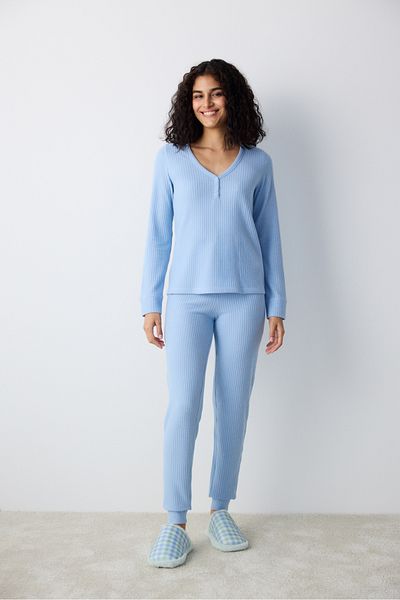 Penti Set de pijamale cu pantaloni moi albastru deschis