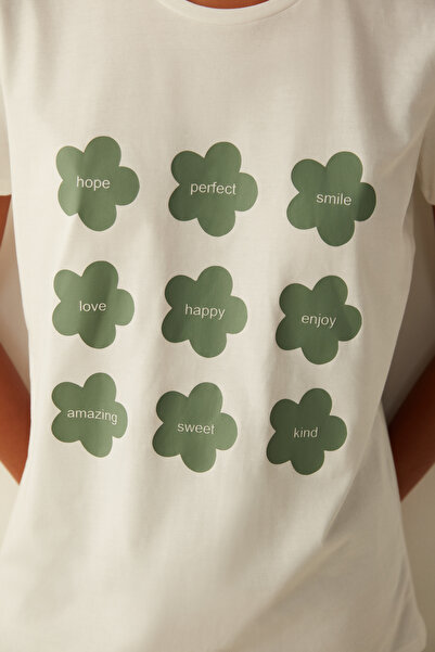 Penti Πιτζάμα μπλουζάκι με στάμπα με λευκό σύνθημα