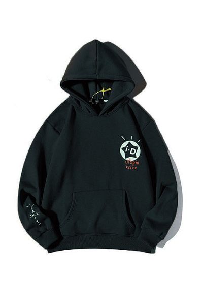 MODARİCH Φούτερ Cactus Jack Black με στάμπα Oversize με κουκούλα - 3 νήματα