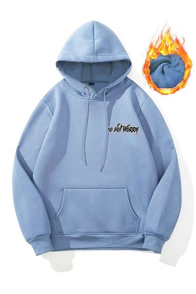 MODARİCH Hanorac 3 Yarn Don't Worry - Hanorac supradimensionat cu imprimeu albastru baby