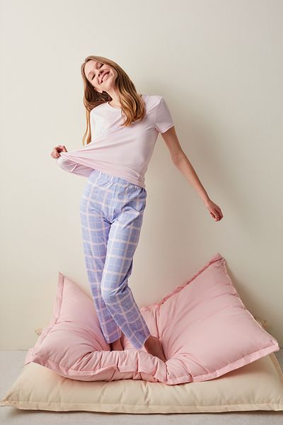 Penti Relax Lavender Checked Pajama Set