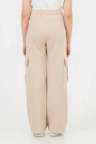 DMB BOYS & GIRLS Elastik Bel Geniş Paça Rahat Kesim Kargo Cepli Kız Çocuk Okul Eşofman Pantolonu