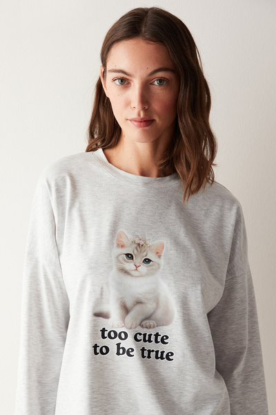 Penti Cute Gri Pantolon Pijama Takımı