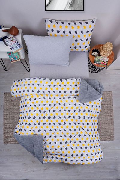 MARLA HOME STAR Diamond Patterned - Cotton Double Sided Fluffy Single Sleeping Set
