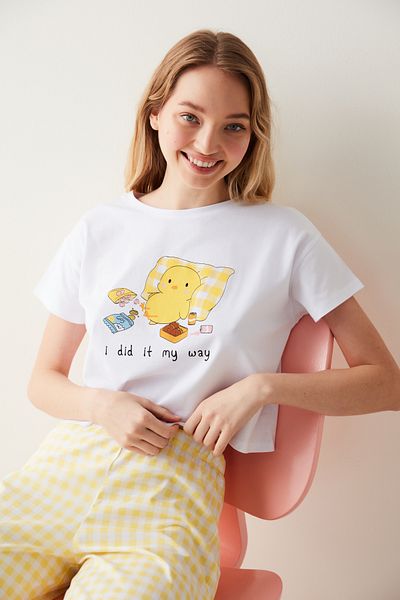 Penti Ura Imprimat Tricou Pijama Top