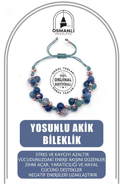 OSMANLI DOĞAL TAŞ Mossy Agate Natural Stone Ladder Closing Bracelet Special Design