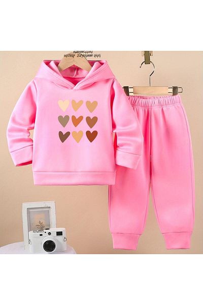BENROMA Set de trening pentru copii cu imprimeu inimi colorate - Muta supradimensionata unisex