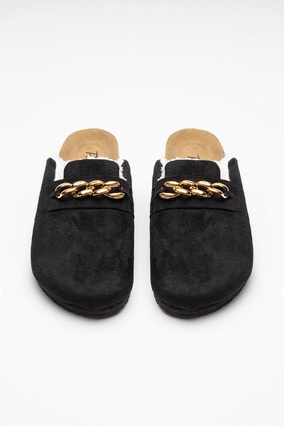 Penti Papuci din piele intoarsa neagra