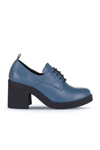 Bueno Shoes Pantofi cu toc de damă din piele albastră 01wz7102