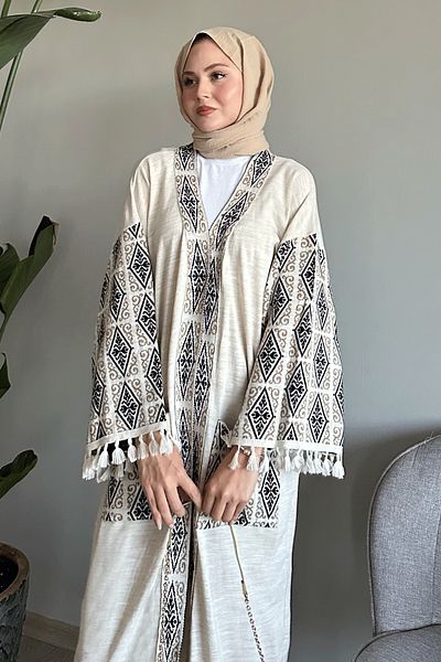 InStyle نمط العرقية شرابة إكرو كيمونو