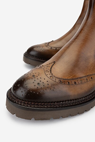 Valmenti Erkek Hakiki Deri Bej Casual Bot