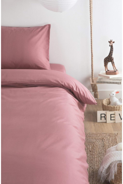 mihriban Tek Kişilik Düz Gülkurusu Nevresim Seti (ÇARŞAFSIZ)