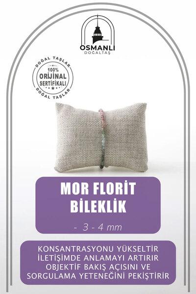 OSMANLI DOĞAL TAŞ سوار من الفلوريت الأرجواني 3-4 ملم من الحجر الطبيعي