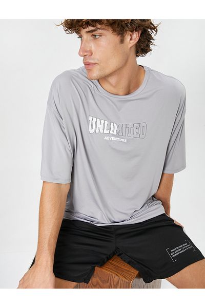 Koton Oversize Sports T-Shirt Slogan Printed Crew Neck