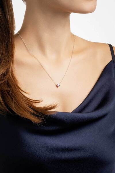 So CHIC... Isabella 18 Ayar Beyaz Altın Kaplama 45 Cm Kalp Kolye