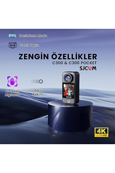 SJCAM C300 Pocket 4k Wifi Mini Aksiyon Kamerası Siyah