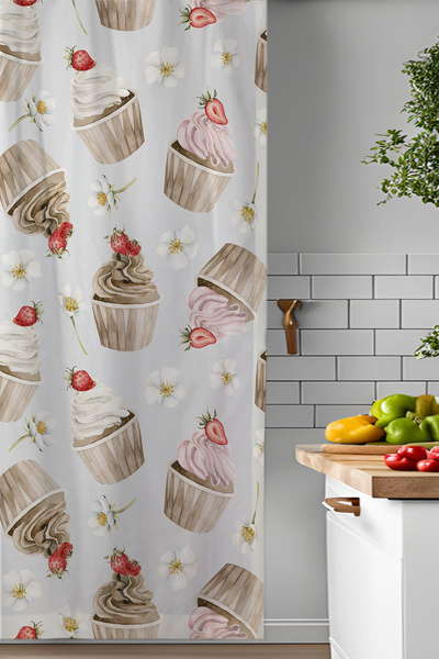 Else Dekor Λαχανικά Πρασινάδα με μοτίβο Ψηφιακή τυπωμένη κουρτίνα φόντου τραπεζαρίας 140x260cm