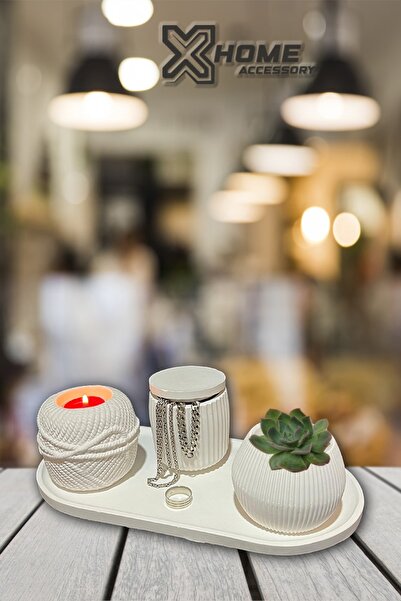 Home çok amaclı mücevherlik mumluk vazo sunumluk tabak 4 parça