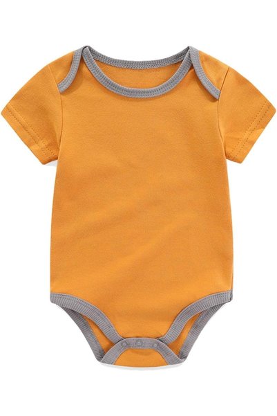 naynes Baby Bodysuit for Girls and Boys Short Sleeve 4 Pieces in Package, (Cute Bear Orange) 6 MONTHS