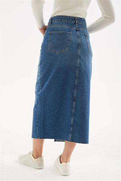 Fashion Friends Denim Midi Etek Mavi