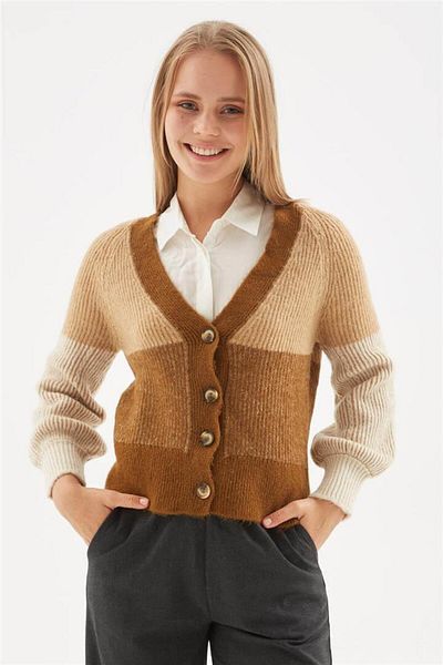 Fashion Friends Ζακέτα Camel Color Block