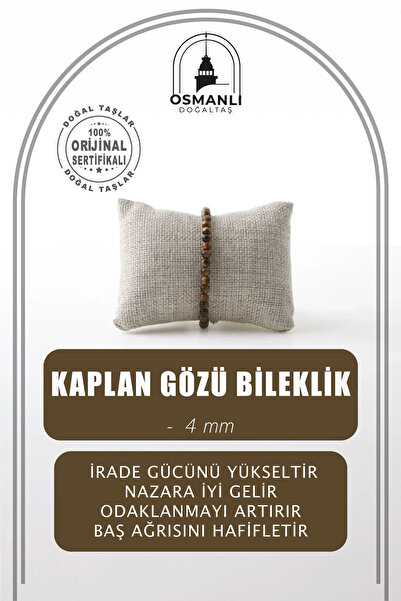 OSMANLI DOĞAL TAŞ Kaplan Gözü 4mm Doğal Taş Bileklik