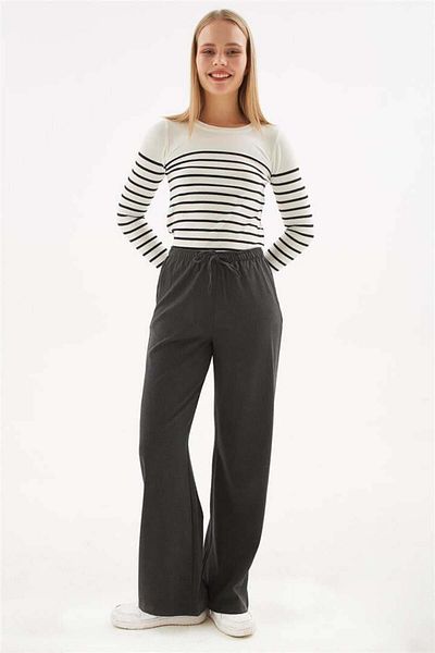 Fashion Friends Pantaloni antracit cu picioare largi