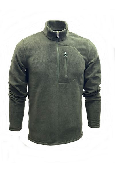 NJM Men's Polar Khaki Daily Comfortable Zippered Stand Collar Non-Pilling Outdoor Polar