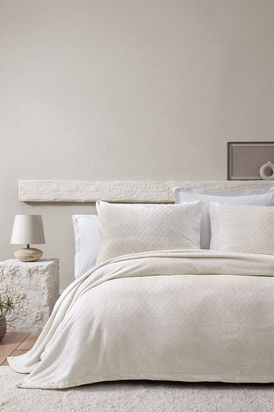 Yataş Belly Double Blanket Bedspread Set - Champagne