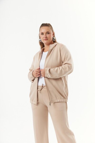 RMG Φούτερ Mink Modal - Με κουκούλα και φερμουάρ, Plus Size