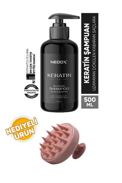 NEDOX   Keratin Hair Care Shampoo for Damaged Hair 500 ml + Hair Massage Comb