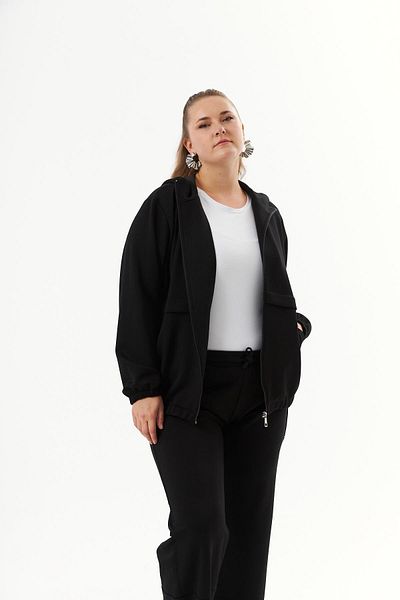 RMG Black Modal Sweatshirt - Plus Size, Hood and Zipper