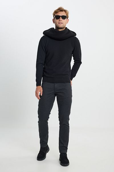 ALTINYILDIZ CLASSICS Cotton Slim Fit Slim Fit 5 Pockets Dobby Flexible Casual Μαύρο παντελόνι