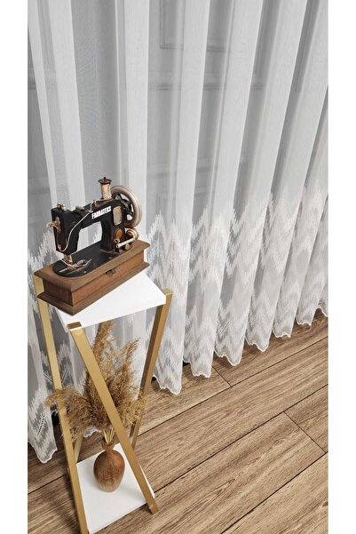 Taç Farbateks Planting Skirt Wide Rhythm Model Patterned 2 Layers Pleated Non-Wrinkle Don't Want Ironing Linen Tulle Curtain