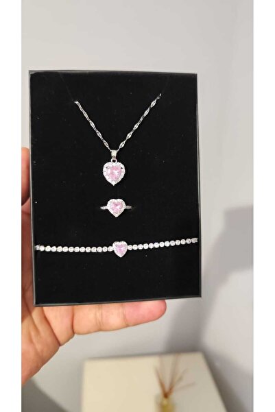 JUPİTER HOME Kadın Gümüş Çelik Kolye Pandora.am Bileklik Kolye Ve Yüzük Seti Ciddi Ilişki Yüzüğü 14 Şubat