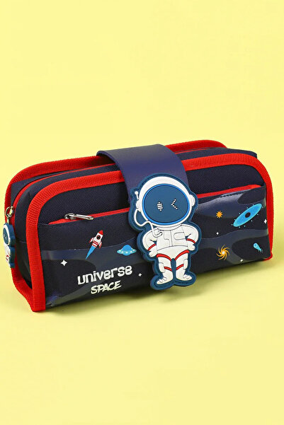 Go Veform Çoçuk Çok Bölmeli Astronot Temalı Kalem Çantası Lacivert 6814