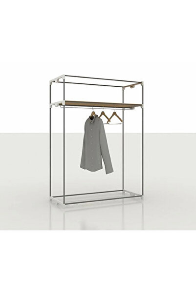 Home Dzgn Home Metal Çelik Borulu Plastik Raflı Ekonomik Bez Dolap Gardırop Portatif Gardrop-Siyah