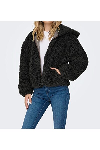 1tarz Peluş Özel Tasarım Şık Kadın Füme Ceket