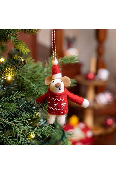 Karaca Startseite Weihnachten Maus Baumschmuck, 12 cm - Niedlicher Christbaumschmuck für festliche Dekoration