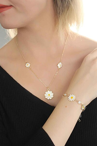 xeox Papatyalı Kolye Ve Bileklik Seti