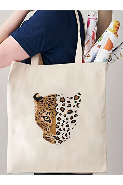 Cemira Leopar Bez Çanta, Y2K Leopard Pinterest Retro Unisex Bez Çanta Tote Bag